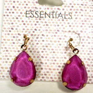 Elegant Purple Teardrop Dangle Earrings – Gold-Tone Statement - Women's Jewelry